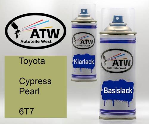 Toyota, Cypress Pearl, 6T7: 400ml Sprühdose + 400ml Klarlack - Set, von ATW Autoteile West.